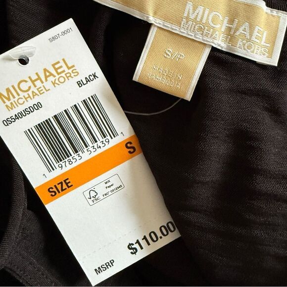 Michael Kors crinkle blouse top flare sleeve - Picture 3 of 10